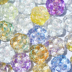 100個の手作りランプワークビーズ  花  ミックスカラー  15x15x7mm  穴：1.4mm&nbsp;LAMP-CJ0001-85