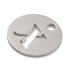 変色しない304ステンレススチールペンダント  ステンレス鋼色  アルファベット付きフラットラウンド  文字x  19x1.2mm  穴：2.5mm&nbsp;STAS-F233-M-P01-A-X