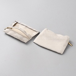 長方形ポリエステルジュエリー収納バッグ6個  ジッパーと窓付き  ベージュ  8x11x0.7cm&nbsp;ABAG-WH20006-11A