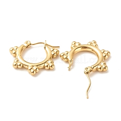 Ion Plating(IP) 304 Stainless Steel Flower Hoop Earrings for Women&nbsp;EJEW-K242-05G