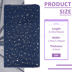 10ヤードのポリエステル生地  星と月のスパンコール付き  プルシアンブルー  1450x0.3mm&nbsp;DIY-WH0308-931