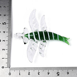 手作りランプワークビッグサイズペンダントトップ  トンボのチャーム  濃い緑  59.5~61.5x59.5~62x10.5~12mm  穴：5.5~6x5~6mm&nbsp;LAMP-T025-01D