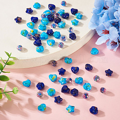 ミルフィオリガラスビーズ連売り80種類8本  混合図形  ミックスカラー  9~12x9~12x6.5~8mm  穴：0.8~2mm  10個/スタイル&nbsp;GLAA-TA0003-43B