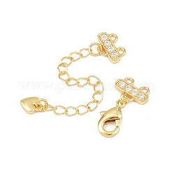 Brass Micro Pave Clear Cubic Zirconia End with Chains&nbsp;KK-H093-03G