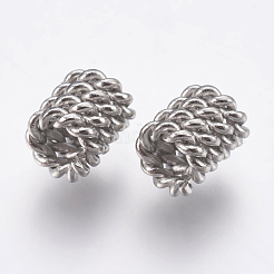 変色しにくい304ステンレススチールビーズ  コラム  ステンレス鋼色  4.5x6mm  穴：2mm&nbsp;STAS-G174-30P