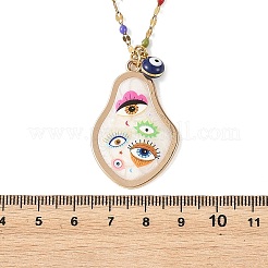 Printed Alloy Enamel Pear & Brass Enamel Evil Eye Pendant 304 Stainless Steel Enamel Dapped Chain Necklaces for Women&nbsp;NJEW-JN06361