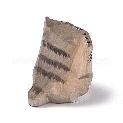 猫の形の木製置物  ホームオフィスの卓上装飾用  淡い茶色  26x31.5x33mm&nbsp;LS-DJEW-G043-01A
