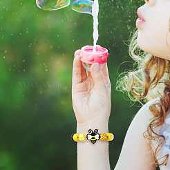Bees Themed Printed Wood Beads Sets&nbsp;WOOD-YW0001-21