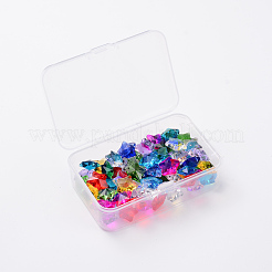 クリアガラスチャーム  多面カット  スター  ミックスカラー  13x13.5x7mm  穴：1mm  12色  6個/カラー  72個/箱&nbsp;GLAA-ZZ0001-01