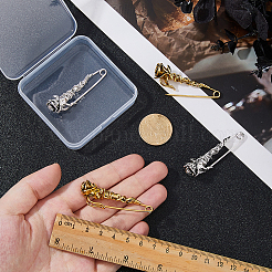 亜鉛合金キルトピン 2色2組  花バラ  アンティークシルバー＆アンティーク金色  18x55.5x12mm  1対/カラー&nbsp;JEWB-FH0002-44