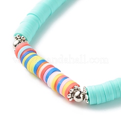 Handmade Polymer Clay Heishi Beads Stretch Bracelet&nbsp;BJEW-JB07372-03