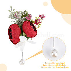 1Pc Rose Flower Cloth Lapel Pin&nbsp;AJEW-CP0001-80B