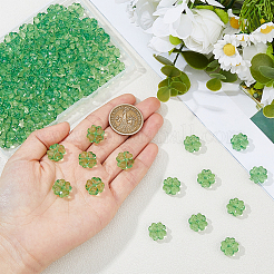 200個透明アクリルビーズ  多面カット  クローバー  ライムグリーン  13x13x7mm  穴：1.6mm&nbsp;TACR-HS0001-04