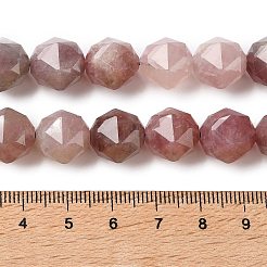 天然マダガスカル ローズクォーツビーズ連売り  ファセットスターカットラウンドビーズ  12~12.5x12.5~13x11~11.5mm  穴：1.2mm  約31個/連  15.08~15.24''（38.3~38.7センチメートル）&nbsp;GG-CBABD99-05