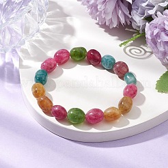Dyed Natural Malaysia Jade Oval Beaded Stretch Bracelets for Women&nbsp;BJEW-JB11039