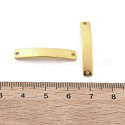 201 ステンレス鋼リンク/コネクター  カーブ四角形  空白タグのスタンプ  18KGP本金メッキ  28x4.5x1mm  穴：1.4mm&nbsp;STAS-S158-01G