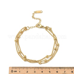 304ステンレススチールマルチ連ブレスレット  女性用ボールチェーンブレスレット  ゴールドカラー  6-3/4インチ（17cm）&nbsp;LS-BJEW-C110-03G