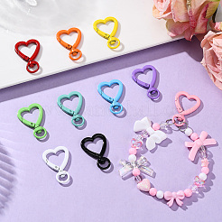 20Pcs 10 Colors Heart Spray Painted Alloy Swivel Clasps&nbsp;FIND-SC0017-39