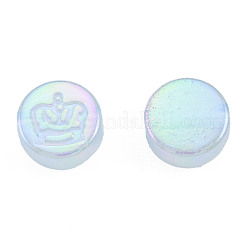 レインボー虹色メッキアクリルビーズ  キラキラビーズ  王冠付きのフラットラウンド  ミックスカラー  12.5x6mm  穴：3.5mm&nbsp;OACR-N010-067