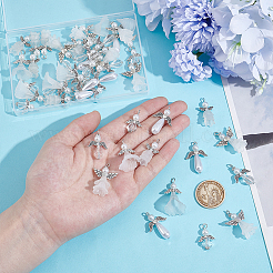 48個6スタイルアクリルパーツ  天使  チベット風の合金製翼と鉄製の平頭ピン付き  ミックスカラー  23~35mm  穴：2.5~3mm  8個/スタイル&nbsp;PALLOY-PH01811