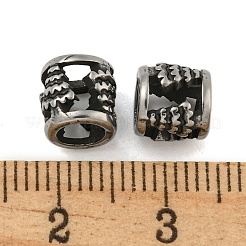 レトロな中空 304 ステンレススチール ヨーロピアンビーズ  大穴ビーズ  ツリーの列  アンティークシルバー  7x7mm  穴：4.5mm&nbsp;STAS-B071-11AS