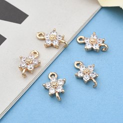 透明ガラスリンクコネクター  真鍮パーツ  多面カット  花  ライトゴールド  透明  12.5x8x4mm  穴：1.4mm&nbsp;GLAA-T007-19E