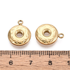304ステンレススチールチャーム  イオンプレーティング（ip）  ドーナツチャーム  18KGP本金メッキ  15x12x3mm  穴：1.8mm&nbsp;X-STAS-T067-74G