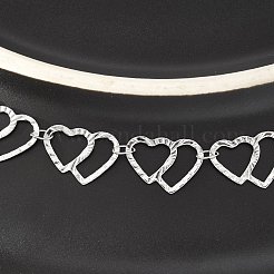 変色しにくい304ステンレススチールチェーンブレスレット  カニカン付き  ハート  ステンレス鋼色  7-5/8インチ（19.5cm）&nbsp;BJEW-P236-06P