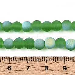 曇った透明ガラスビーズ連売り  ラウンド  半分メッキ  ABカラーメッキ  グリーン  6~6.5mm  穴：0.9mm  約67~70個/連  14.57~15.16''（37~38.5センチメートル）&nbsp;LS-GLAA-T032-T6mm-MBB07