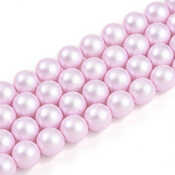 ベーキングペイントパール化ガラスパールビーズ連売り  ラウンド  パールピンク  8mm  穴：0.8mm  約51~52個/連  15.75~15.94インチ（40~40.5cm）&nbsp;HY-N002-8mm-C03