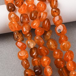 天然石瑪瑙ビーズ連売り  ナゲット  染め＆加熱  ゴールド  5~11x5~12x5~11mm  穴：1~1.4mm  約39~50個/連  14.17~14.96インチ（36~38cm）&nbsp;G-F745-06
