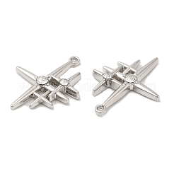 合金ペンダント  クリアガラスと  カドミウムフリー＆鉛フリー  スターのチャーム  プラチナ  25x19x3.5mm  穴：1.2mm&nbsp;PALLOY-A003-10P