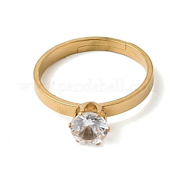 304 Stainless Steel Pave Cubic Zirconia Finger Rings for Women&nbsp;RJEW-B161-02G-01