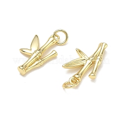 真鍮チャーム  竹チャーム  カドミウムフリー＆鉛フリー  ラックめっき  長持ちメッキ  18KGP本金メッキ  18.5x10.5x2.5mm  穴：3.5mm&nbsp;KK-CBA9234-22G