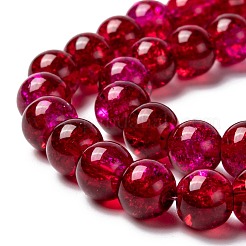 ツートンクラックガラスビーズ連売り  ラウンド  ミックスカラー  8mm  穴：1.3~1.6mm  約100個/連  31.4インチ&nbsp;CCG-Q002-8mm-M