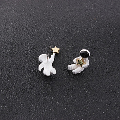 合金スタンドピアス  宇宙飛行士  ゴールドカラー  18~25mm&nbsp;EJEW-L197-06