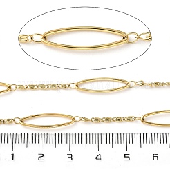 304 ステンレススチール オーバル ルマキナチェーン付き  イオンプレーティング（ip）  ハンダ付け  スプールで  18KGP本金メッキ  20x6x1mm  10 m /ロール&nbsp;CHS-C015-02A-G