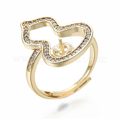 Brass Micro Pave Clear Cubic Zirconia Peg Bails Adjustable Finger Ring Settings&nbsp;KK-S356-173G-NF