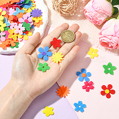 300個 5スタイルの花の不織布アクセサリー  衣装帽子バッグ飾りアクセサリー  ミックスカラー  18.5~26x19~26.5x0.5~1mm  60個/スタイル&nbsp;DIY-SC0031-15