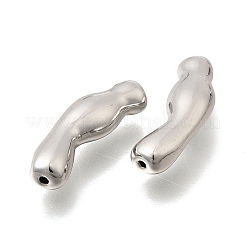 Brass Wavy Curved Tube Beads&nbsp;KK-N289-11P