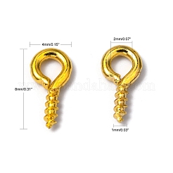 アイアンスクリューアイピンヒートンキャップ  片穴パーツ用  ゴールドカラー  8x4x1mm  穴：2mm&nbsp;E561Y-G-FF