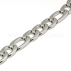 変色しにくいファッショナブルな304ステンレススチール製フィガロチェーンネックレス（男性用）  カニカン付き  ステンレス鋼色  24.02インチ（61cm）x13mm&nbsp;STAS-A028-N019P