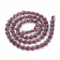 透明ガラスビーズ  多面カット  スモモの花  オールドローズ  10x10x7mm  穴：1mm&nbsp;GLAA-Q066-10mm-C03