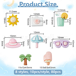 80Pcs 8 Styles Summer Theme Opaque Resin Decoden Cabochons&nbsp;CRES-OC0001-13