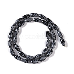 天然石スノーフレークオブシディアンビーズ連売り  オーバル  12x6mm  穴：0.9mm  約33~34個/連  15.55''~15.94''（39.5~40.5センチメートル）&nbsp;G-K362-I16-06