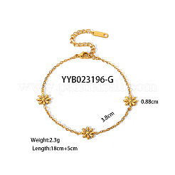Elegant 304 Stainless Steel Daisy Link Chain Necklaces and Bracelets Sets for Women&nbsp;EE7355-1