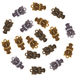 合金のチベット風チャーム  カドミウムフリー＆鉛フリー  ハロウィン  フクロウの形  ミックスカラー  20x11x3mm  穴：2mm  3色  10個/カラー  30個/箱&nbsp;TIBEP-CJ0001-16