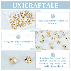 50Pcs Rack Plating Brass Bead Cap Pendant Bails&nbsp;KK-UN0002-91