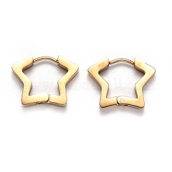 304 Stainless Steel Star Huggie Hoop Earrings&nbsp;STAS-H156-07G