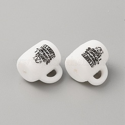 単語模様のシリコンビーズ付きカップ  ホワイト  20x22x16mm  穴：2mm  内径：8x4mm&nbsp;SIL-WH0006-18L